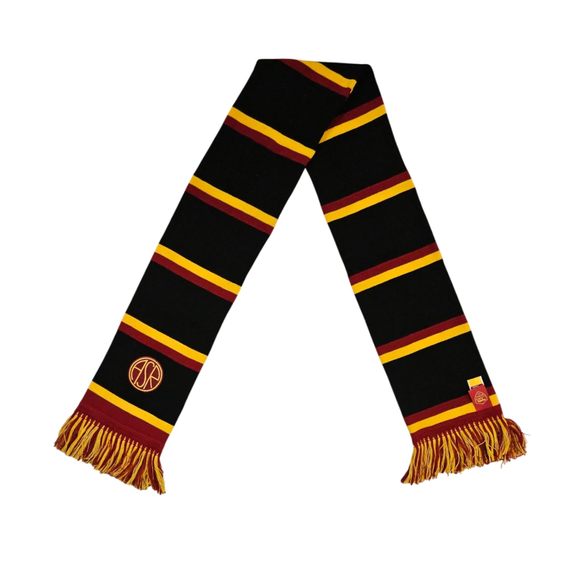 AS Roma Official Striped Tubular Scarf with Embroidery, Black
